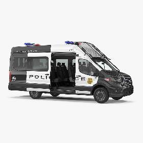 3D Ford Transit Police Van 2020 Rigged
